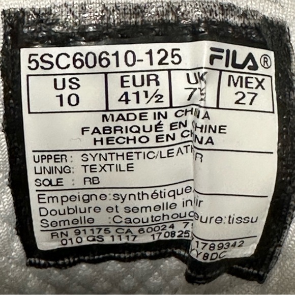 File Varallo White High Top Leather Sneakers Size 10 - Picture 10 of 10